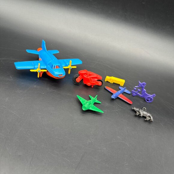 Vintage Toy Lot Airplanes Motorcycle Bear Truck Duck Plastic Miniature Retro - Picture 1 of 9